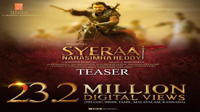 Sye Raa Teaser featuring megastar Chiranjeevi, Sudeep, Amitabh Bachchan, Tamannaah, Nayantara among others was released a few hours ago Sye Raa Teaser featuring megastar Chiranjeevi, Sudeep, Amitabh Bachchan, Tamannaah, Nayantara among others was released a few hours ago - Sakshi Post
