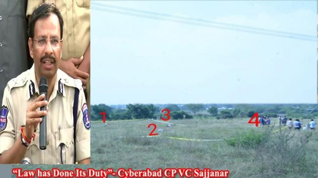 Cyberabad CP VC Sajjanar at the encounter site - Sakshi Post