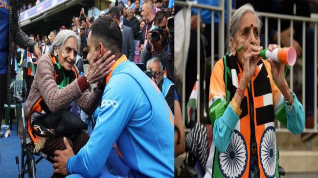 The wheelchair-bound elderly woman, Charulata Patel caught the attention while cheering the Indian cricket team during 2019 World Cup The wheelchair-bound elderly woman, Charulata Patel caught the attention while cheering the Indian cricket team during 2019 World Cup - Sakshi Post