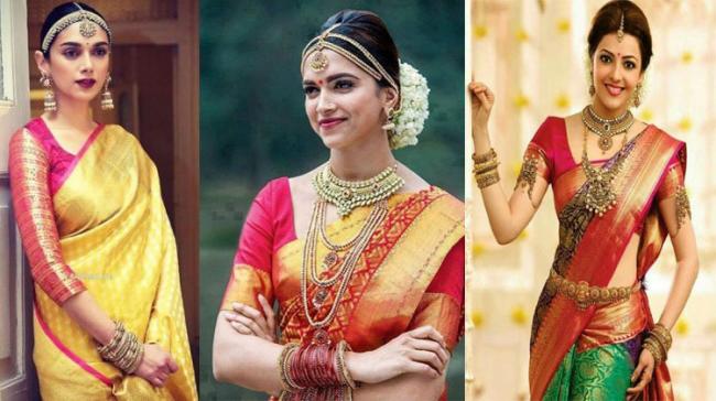 Aditi Rao Hydari, Deepika Padukone and Kajal Aggarwal in South Indian bridal look! - Sakshi Post
