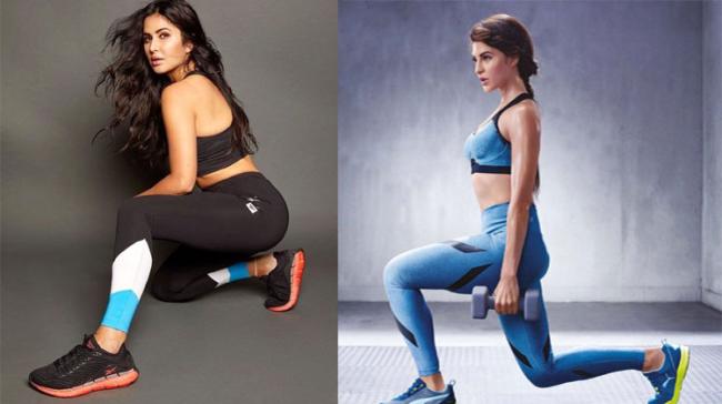Katrina Kaif and Jacqueline Fernandez giving fitness goals - Sakshi Post