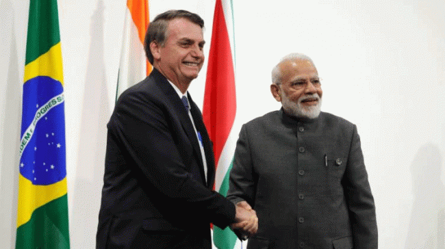 Jair Messias Bolsonaro with Narendra Modi Jair Messias Bolsonaro with Narendra Modi - Sakshi Post
