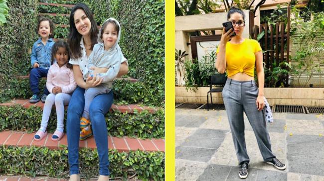 Sunny Leone with her three children - Sakshi Post