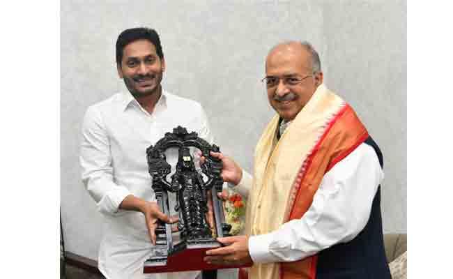 Sun Pharma Founder Dilip Shanghvi With AP CM YS Jagan Sun Pharma Founder Dilip Shanghvi Meets AP CM YS Jagan - Sakshi Post