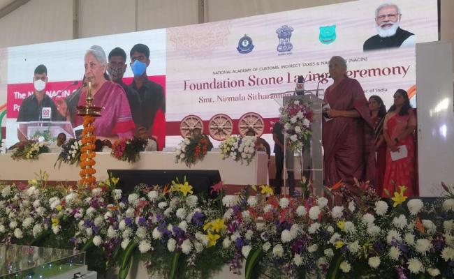 Union Finance Minister Nirmala Sitharaman lays Foundation Stone of NACIN Complex, Palasamudram, Anantapur (@nacincbic via Twitter) - Sakshi Post