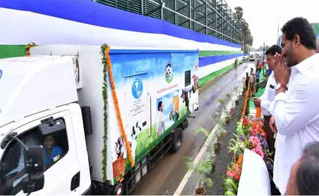 AP CM YS Jagan Flags Off 175 Veterinary Ambulances  - Sakshi Post