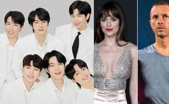ARMY in Love With BTS With Chris Martin and Dakota Johnson Pics - Sakshi Post