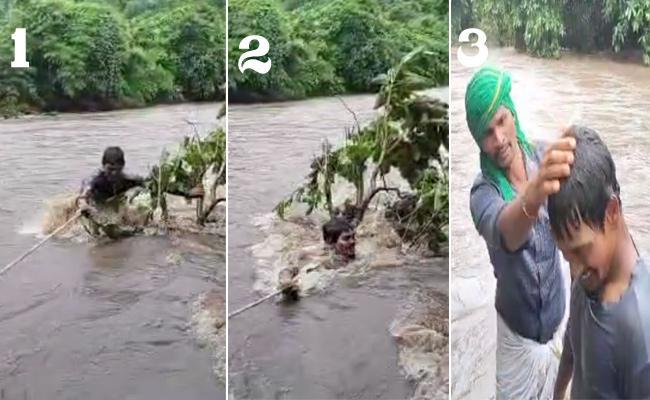 Telangana Rains: Nirmal Man Stuck In Flood Waters Entire Night, Rescued By Villagers - Sakshi Post
