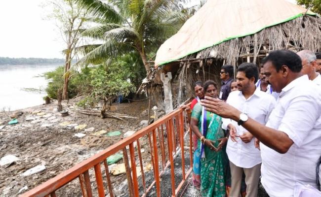 AP CM YS Jagan Mohan Reddy's visit to flood-hit Lanka villages in Dr BR Ambedkar Konaseema district on Tuesday -Sakshi Post