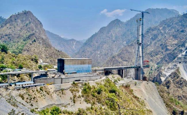 Image Credit: Under-construction Anji Khad Bridge @AshwiniVaishnaw (via Twitter) -Sakshi Post