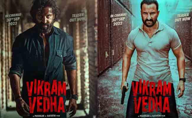 Vikram Vedha teaser: Hrithik Roshan-Saif Ali Khan's film promises drama and mind-blowing action sequences - Sakshi Post