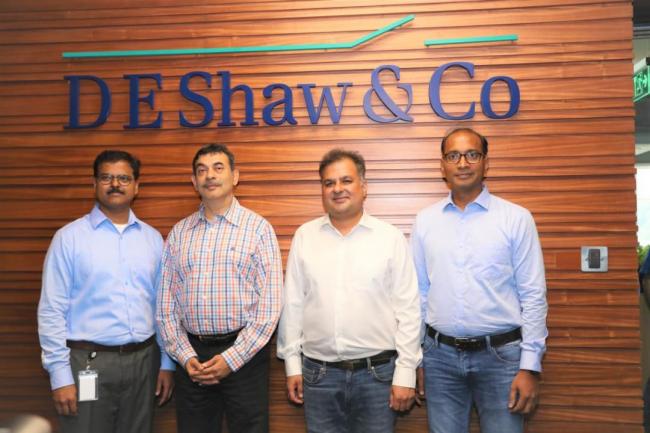 Chaitanya Gorrepati, Charitra Mehta, and Lakshmi Prasad Koneti, members of the Operating Committee (OC) at D. E. Shaw India with Jayesh Ranjan, Principal Secretary of the Industries & Commerce (I&C) and Information Technology (IT) Departments of the Telangana government at the opening of an additional office in Hyderabad, India. D. E. Shaw India Marks 25 Years in Hyderabad - Sakshi Post