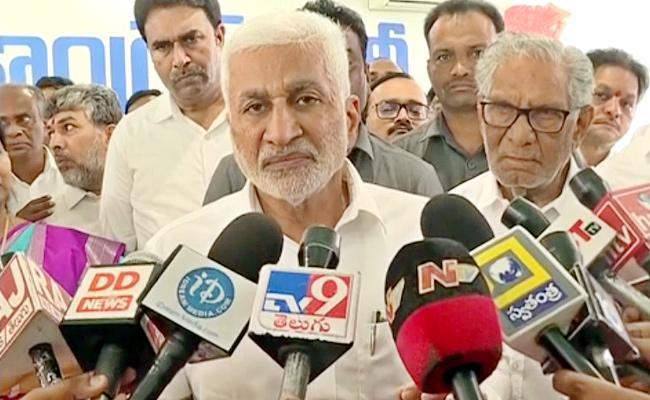 YSRCP MP V Vijayasai Reddy speaking to the media Vijayasai Reddy Rubbishes Yellow Media Rumours On Vizag Railway Zone - Sakshi Post