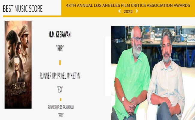 Music Director MM Keeravani Wins 1st International Award For RRR At Los Angeles Film Critics Association Awards 2022 - Sakshi Post