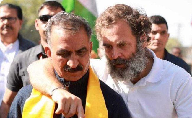 Sukhvinder Singh Sukhu with Rahul Gandhi Image Source | Twitter a/c Himachal CM Sukhvinder Singh Sukhu Tests Covid positive - Sakshi Post