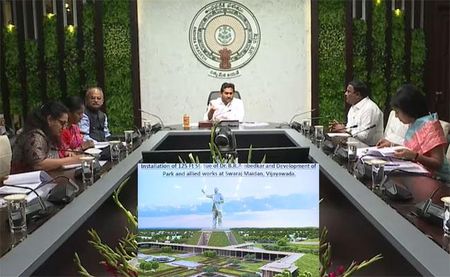AP CM YS Jagan Review Meeting AP CM YS Jagan Reviews Progress Of Dr Ambedkar Statue At Smriti Vanam Project - Sakshi Post