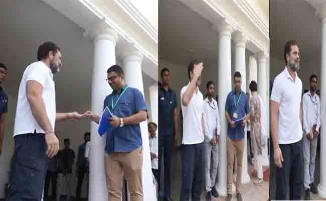 Image Source: Congress twitter a/c Rahul Gandhi Vacates Official Bungalow, Moves In To Sonia Gandhi's 10 Janpath Residence - Sakshi Post