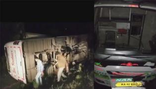 Narrow Escape For Passengers After Private Bus Overturns